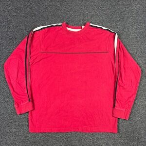 Vintage Point Zero Mens S Red Long Sleeve T-Shirt Sport Stripe Y2K Surfer Skater